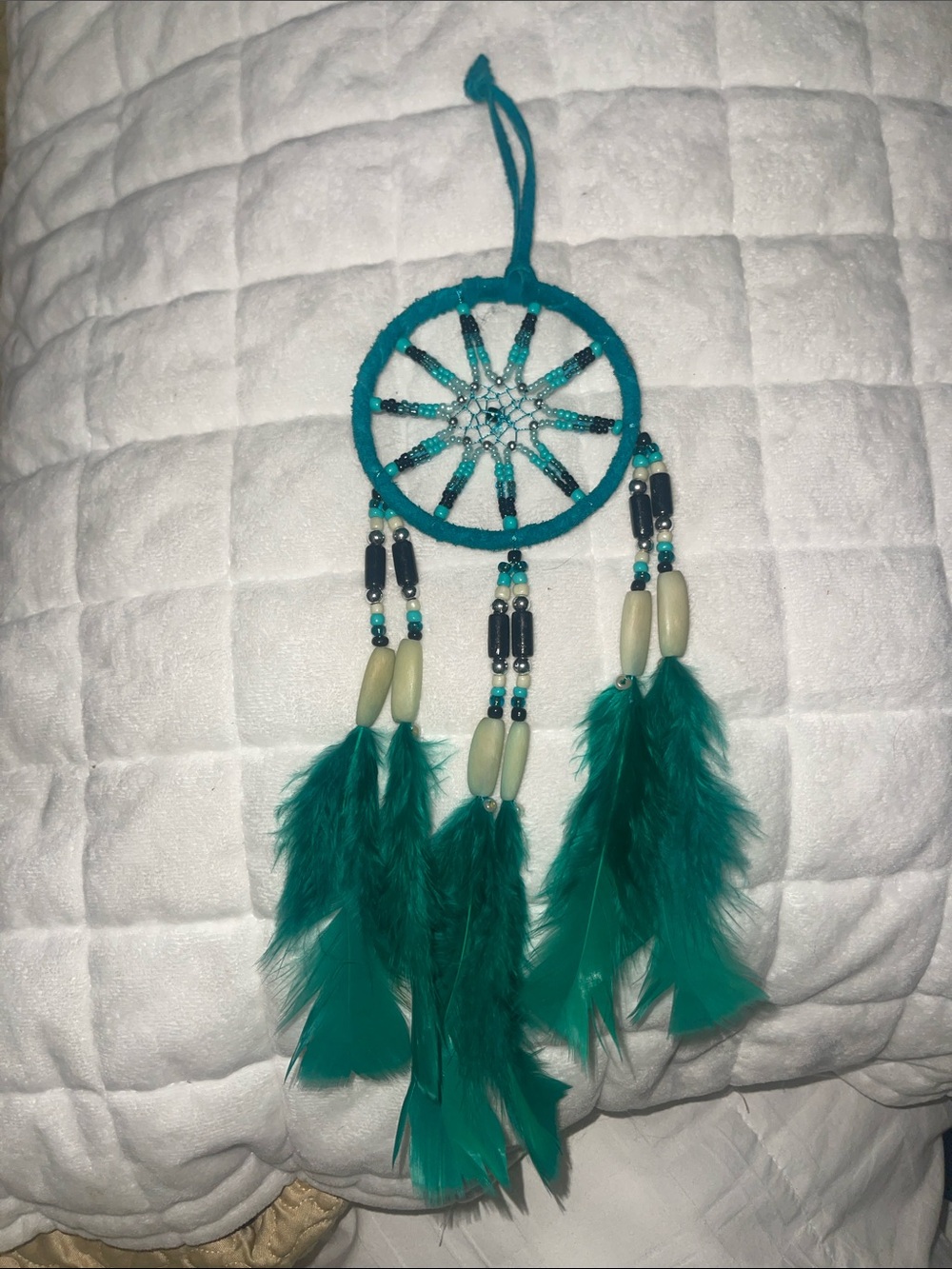 Turquoise Feather Dreamcatcher Wall Hanging